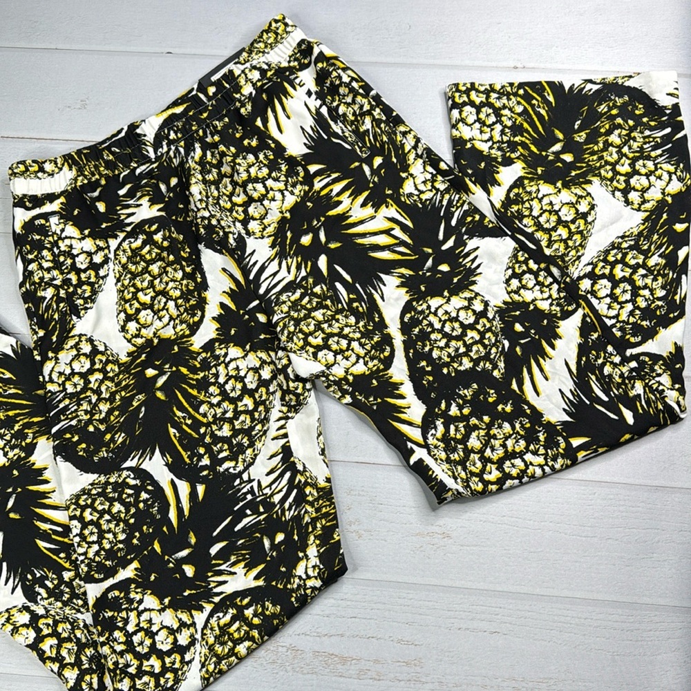 NWT Worthington Pull On Women's Wide Leg Pants with Pineapples Size Medium